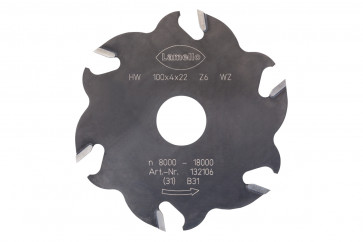 Lamello Nutfräser, HW, 100 x 4 mm, Z6 Wechselzahn (3+3) für Lamello Classic