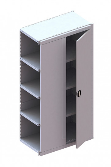 META CLIP 100 AR Schrankmodul 2000 x 1000 x 500 RAL 7035 mit 5 Böden und Flügeltür 2m