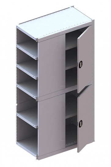 META CLIP 100 AR Schrankmodul 2000 x 1000 x 500 RAL 7035 mit 6 Böden und 2 Türen a 1m