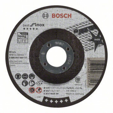 Bosch Trennscheibe gekröpft Best for Inox A 30 V INOX BF, 115 mm, 22,23 mm, 2,5 mm, 25 Stück