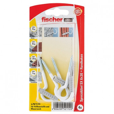 fischer Dübel SX 6x30 RH N K (4), 5 Stück