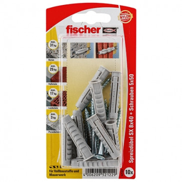 fischer Dübel SX 8x40 GKS K (10), 5 Stück