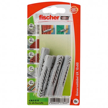 fischer Universaldübel UX 10x60 K (6), 5 Stück