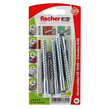 fischer Universaldübel UX 10x60 S K (4), 5 Stück