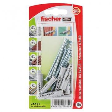 fischer Universaldübel UX 6x35 R S K (10), 5 Stück