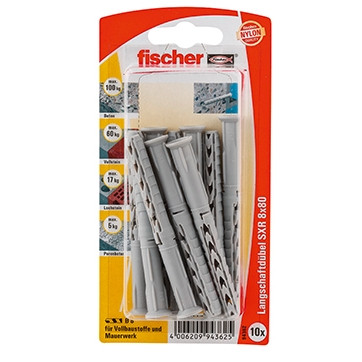 fischer Langschaftdübel SXR 8x80 K (10), 5 Stück