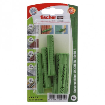 fischer Universaldübel UX GREEN 10x60 R K (6), 5 Stück