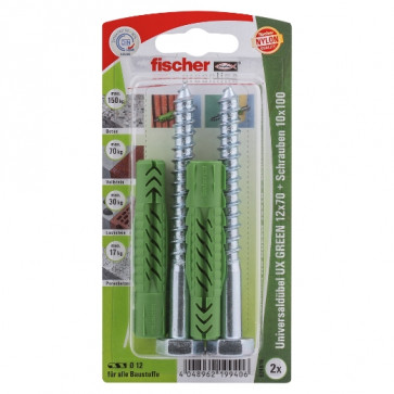 fischer Universaldübel UX GREEN 12x70 S K (2), 5 Stück