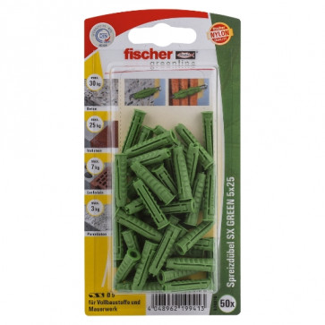 fischer Dübel SX GREEN 5x25 K (50), 5 Stück
