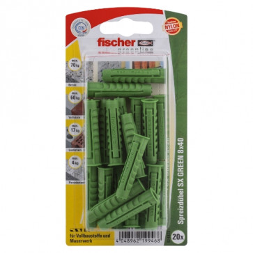 fischer Dübel SX GREEN 8x40 K (20), 5 Stück