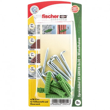 fischer Dübel SX GREEN 6x30 WH K (8), 5 Stück