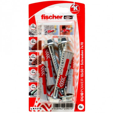 fischer DUOPOWER 10x50 S K (4), 5 Stück