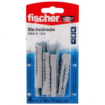 fischer Stockschraube STS 8x80 + UX K (4), 10 Stück