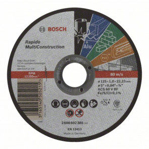 Bosch Trennscheibe gerade Rapido Multi Construction ACS 60 V BF, 125 mm, 22,23 mm, 1,0, 25 Stück