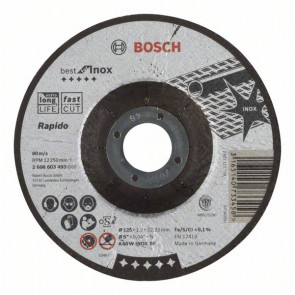 Bosch Trennscheibe gekröpft Best for Inox - Rapido A 60 W INOX BF, 125, 22,23, 1,0 mm, 25 Stück