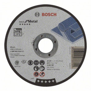 Bosch Trennscheibe gerade Best for Metal A 46 V BF, 125 mm, 22,23 mm, 1,5 mm, 25 Stück