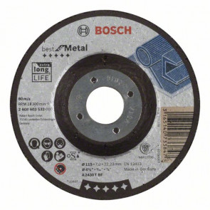 Bosch Schruppscheibe gekröpft Best for Metal A 2430 T BF, 115 mm, 22,23 mm, 7 mm, 10 Stück