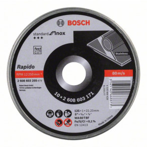 Bosch Trennscheibe gerade Standard for Inox - Rapido WA 60 T BF, 125 mm, 10er-Pack, 10 Stück