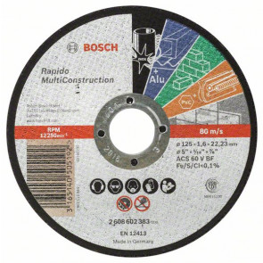 Bosch Trennscheibe gerade Rapido Multi Construction ACS 46 V BF, 125 mm, 22,23 mm, 1,6, 25 Stück