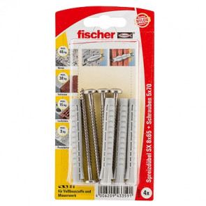 fischer Dübel SX 8x65 S A2 K (4), 5 Stück
