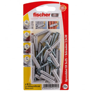 fischer Dübel SX 5x25 GKS K (25), 5 Stück