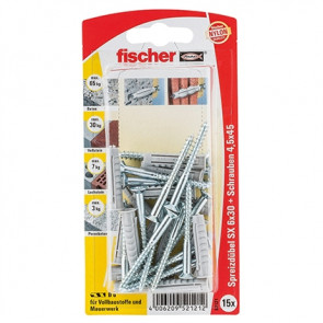 fischer Dübel SX 6x30 GKS K (15), 5 Stück