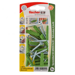 fischer Dübel SX GREEN 6x30 S K (15), 5 Stück